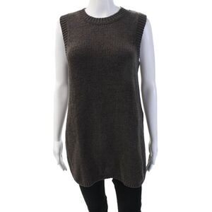 White Label Women Pullover Sweater Dark Gray Sleeveless Crew Neck Size S